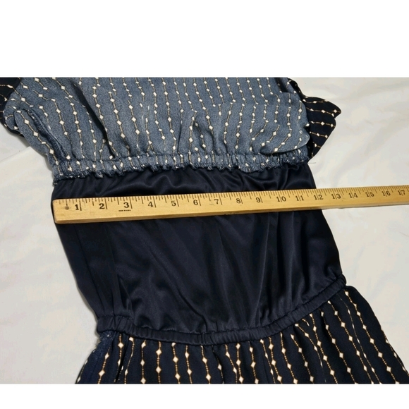 Bebop Women's XS  Strapless Wide Leg Jumpsuit Navy Blue Striped - Picture 5 of 8